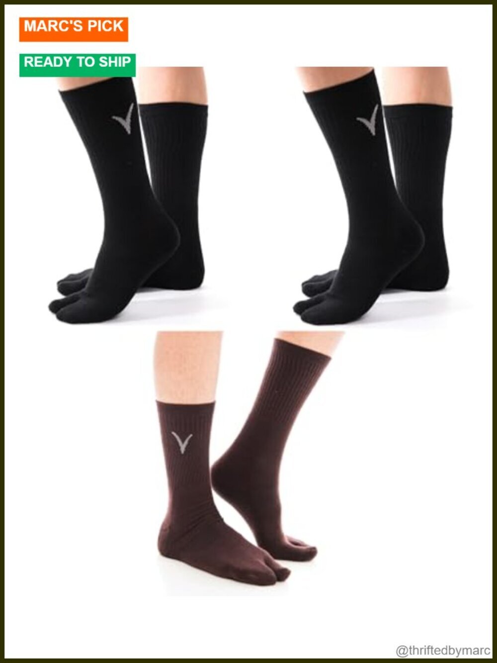 3 Pack Split Toe Tabi Socks for Men Women
